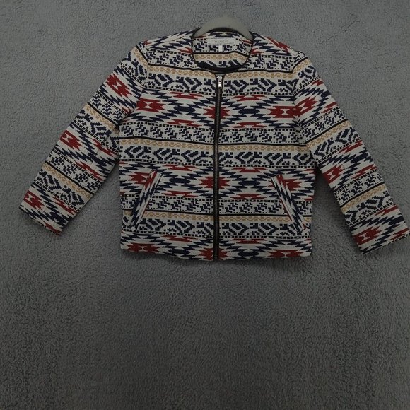 Zara Trafaluc‎ Jacket Womens Small Aztec Western Native American Zip Up Woven - Picture 1 of 9